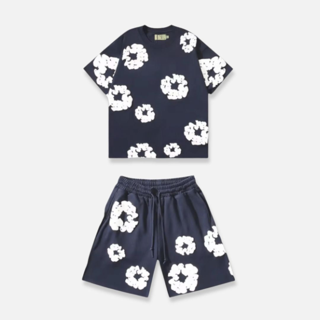 Men’s Floral Wreath Short Outfit - Cotton Short Outfit Set