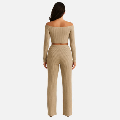 Women’s Loungewear Outfit Set - Cozy Knitted 2-Piece Set