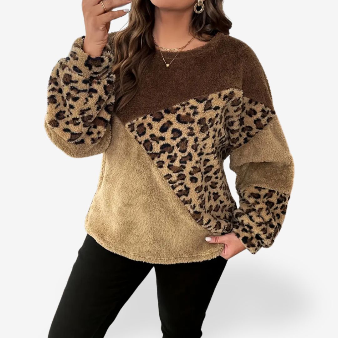 Women’s Warm Fleece Panther Print Sweater