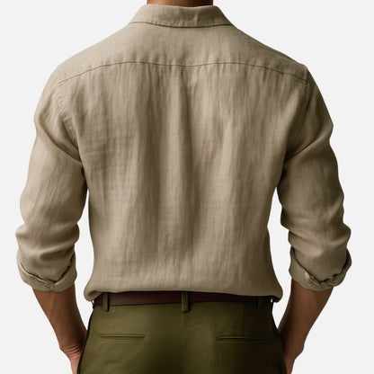 Men's Vintage Linen Blouse - Long Sleeve Blouse