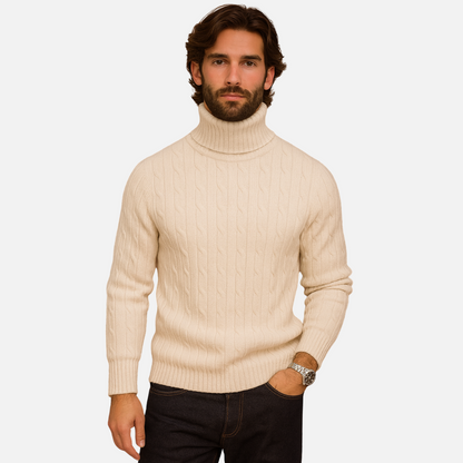 Men's Turtleneck Sweater - Knitted Wool Sweater