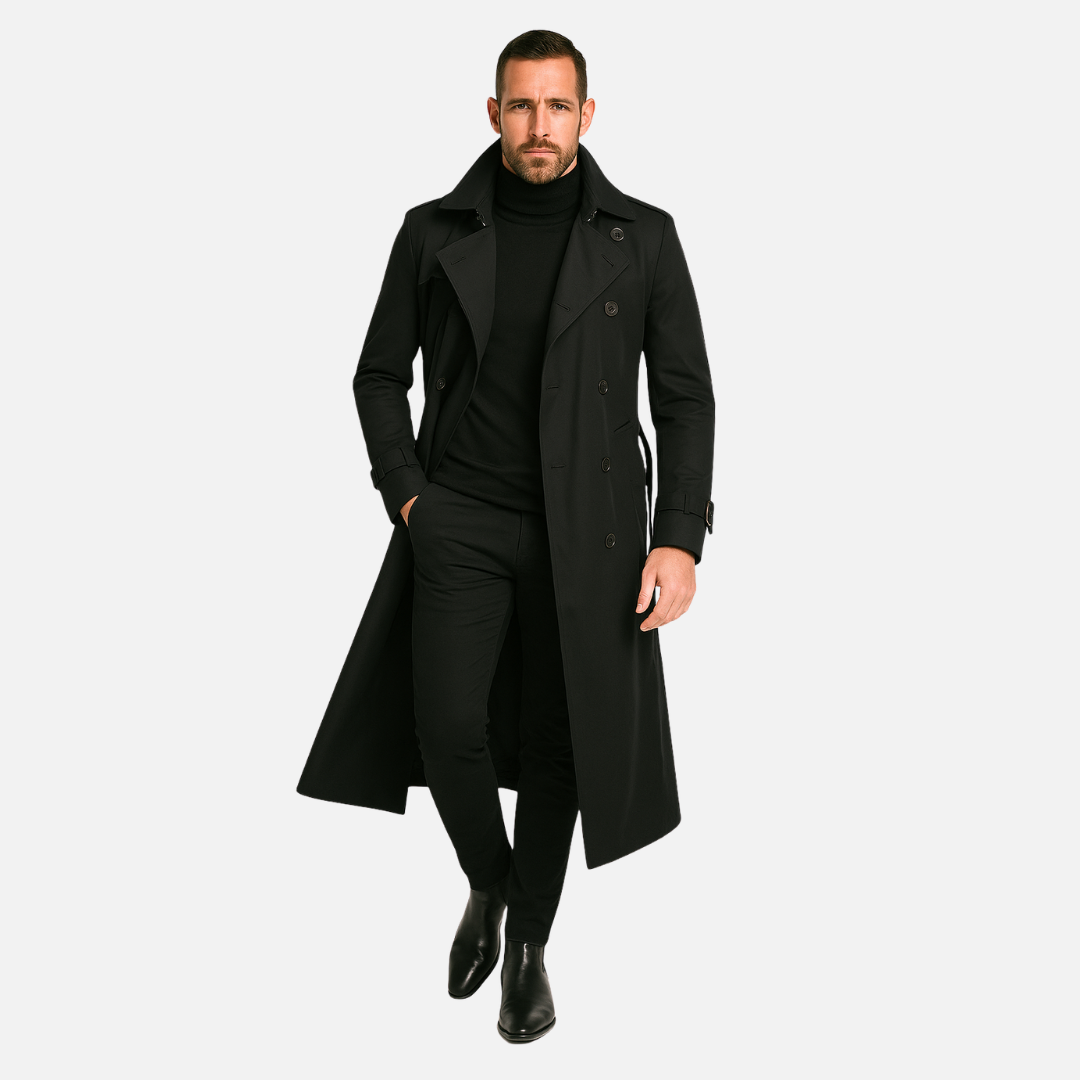 Men's Long Trench Coat - Insulated Trenchcoat Jacket