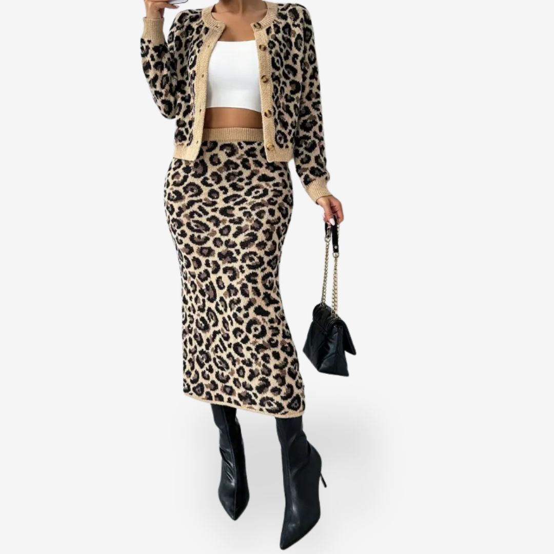 Women’s 2-Piece Panther Print Vest and Skirt Set