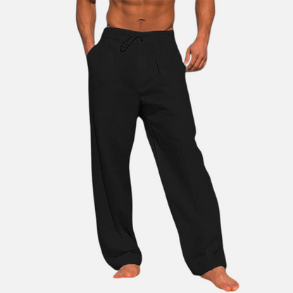 Men’s Linen Trousers - Long Wide-Leg Trousers