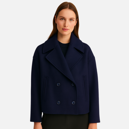 Women’s Tailored Coat - Casual Buttoned Jacket