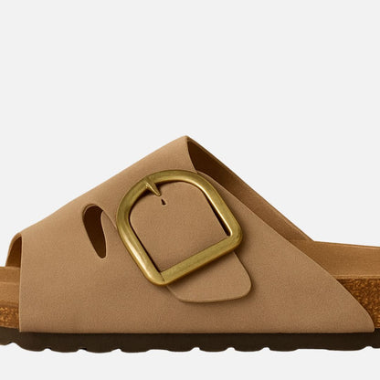 Women's Suede Slippers - Open Suede Sandals