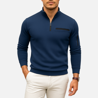 Men's Half-Zip Sweater - Comfortable Half-Zipper