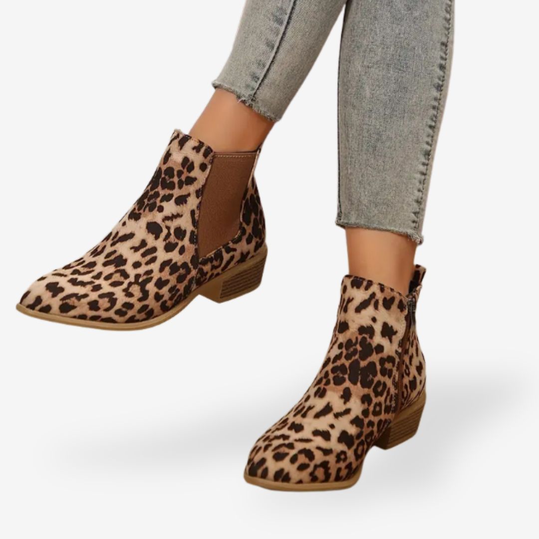 Women’s Panther Print Ankle Boots