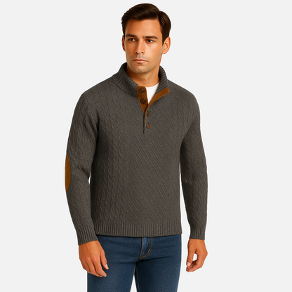 Men's Classic Wool Sweater - Buttoned Sweater
