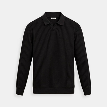 Men’s Long Sleeve Shirt - Striped Polo Shirt