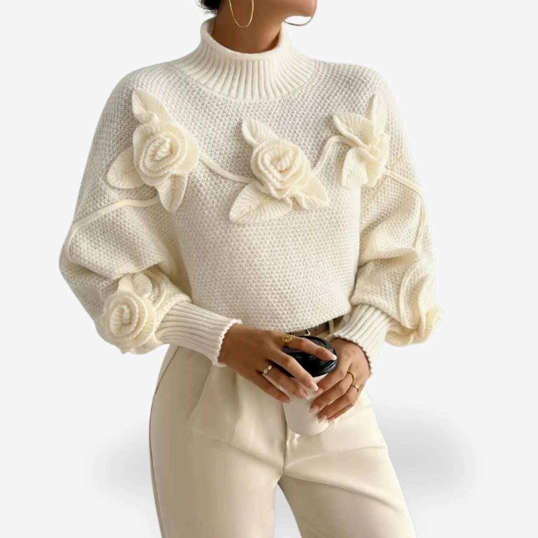 Women's Floral Turtleneck Sweater