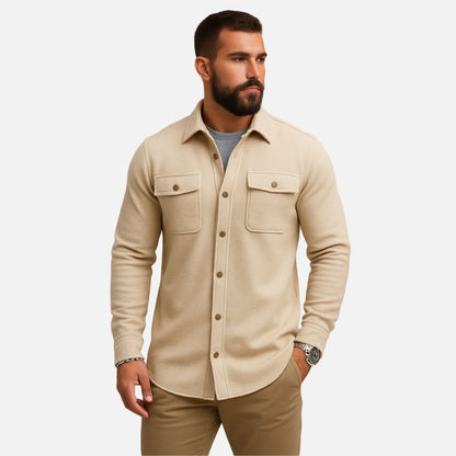 Men's Casual Long Sleeve Overshirt - Casual Knitted Jacket