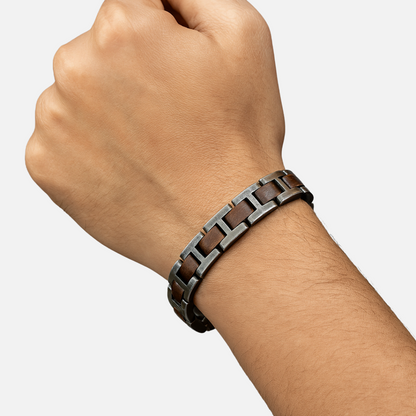 Men’s Wooden and Silver Bracelet - Antique Jewellery