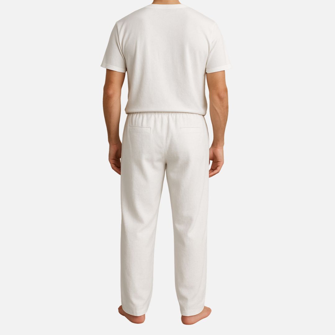 Men’s Linen Trousers - Long Wide-Leg Trousers