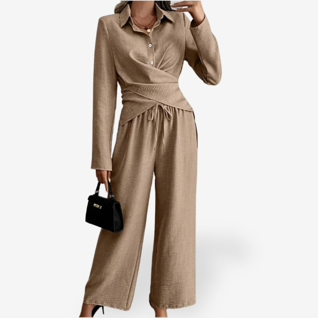 Women's 2-Piece Elegant Set - Blouse and Pants