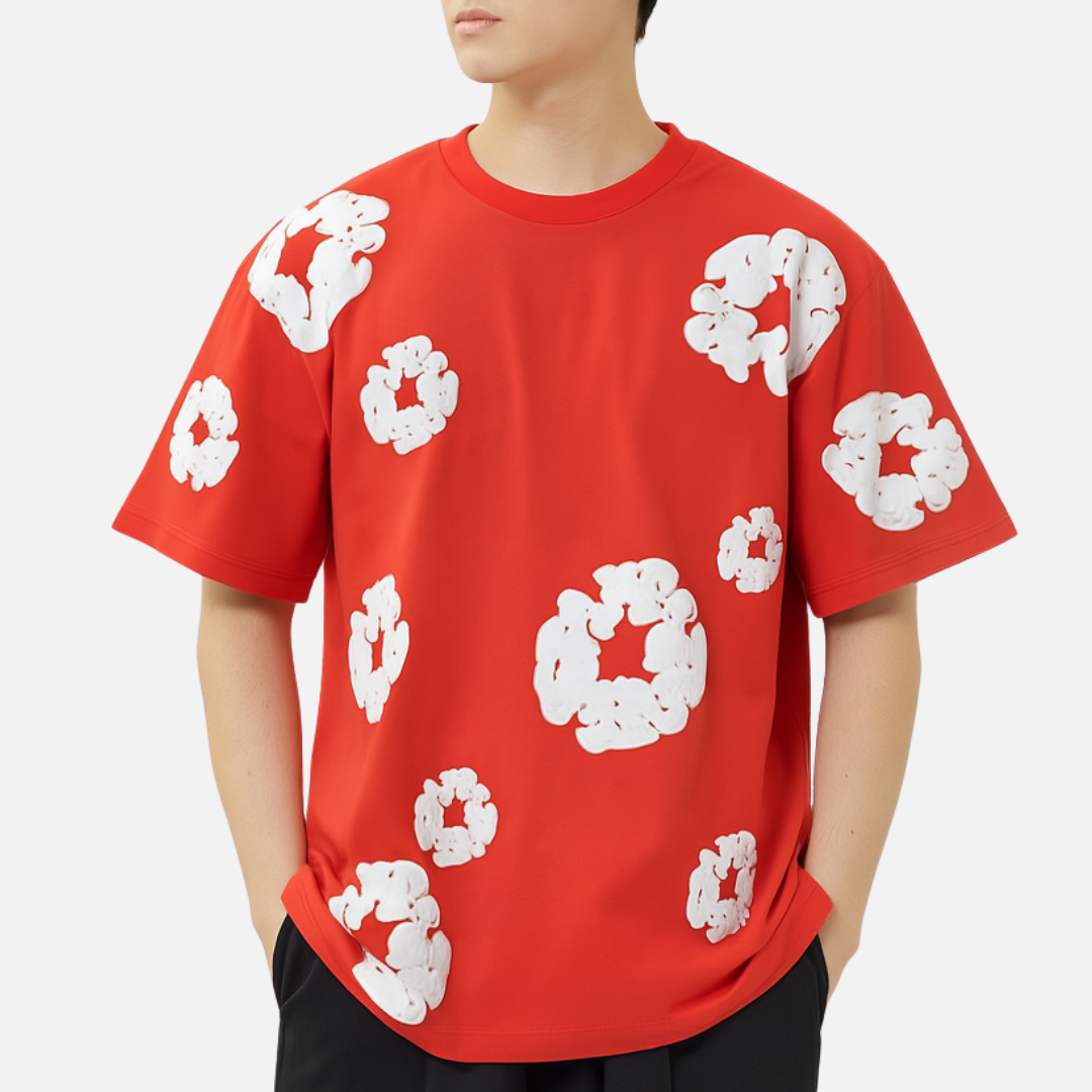 Men's Floral T-Shirt - Comfortable Cotton Wreath T-Shirt