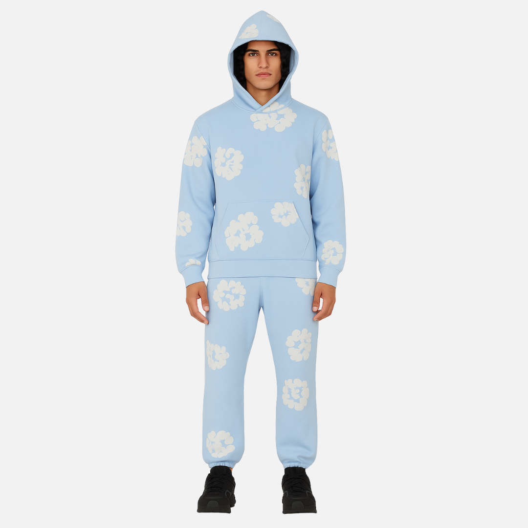 Unisex Cotton Floral Tracksuit – Comfortable Floral Hoodie & Joggers Outfit Set