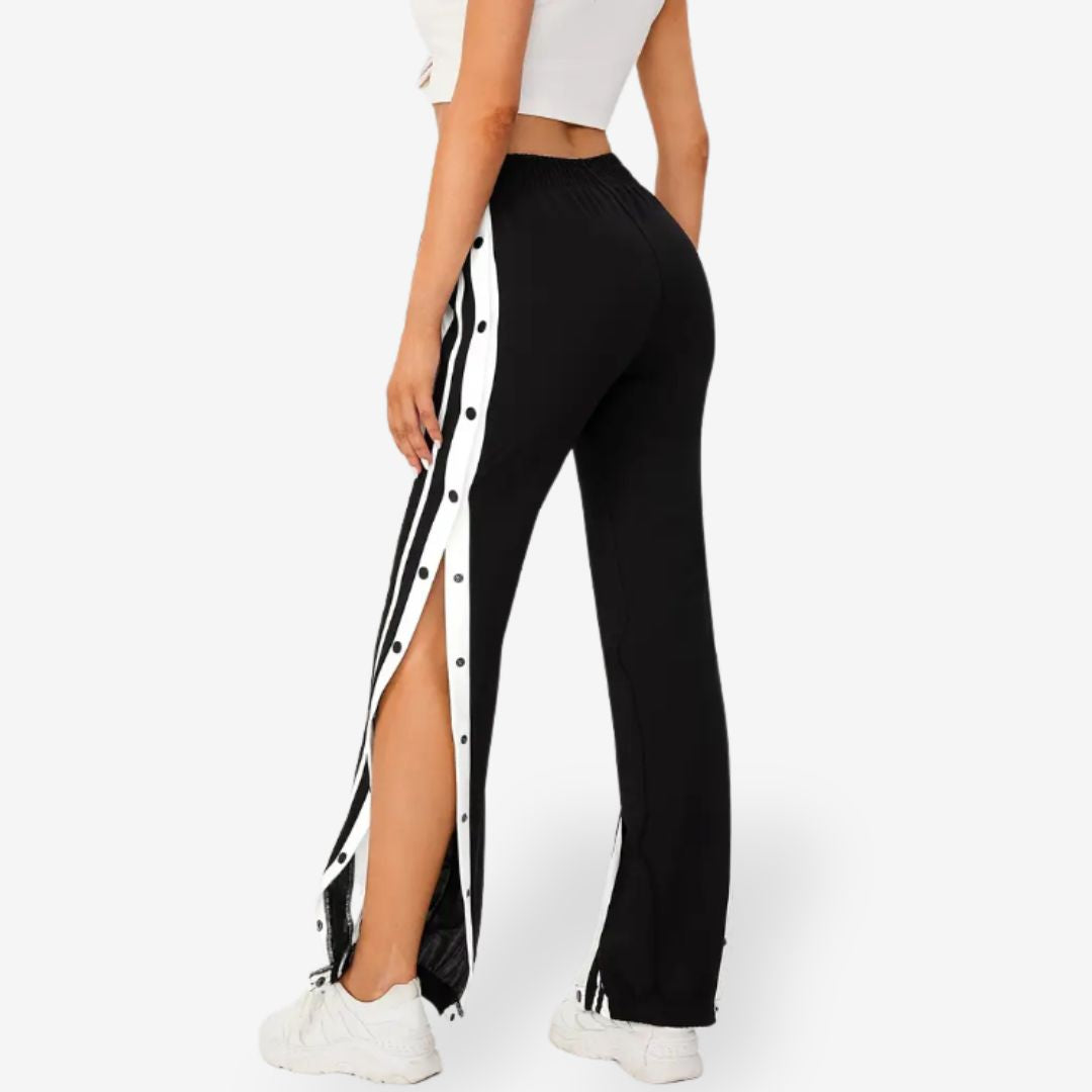 Women's Casual Track Pants with Side Buttons