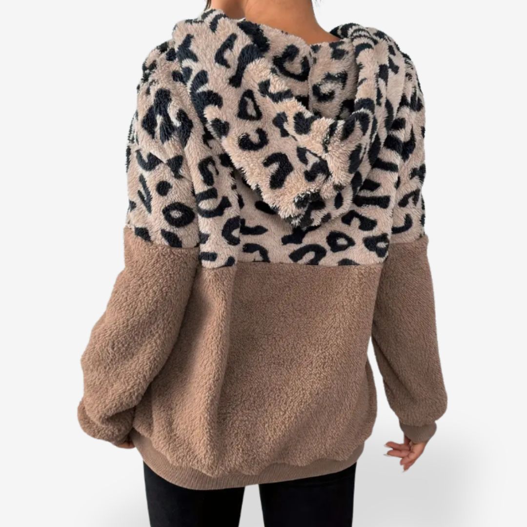 Women's Leopard Print Half-Zipper Sweater