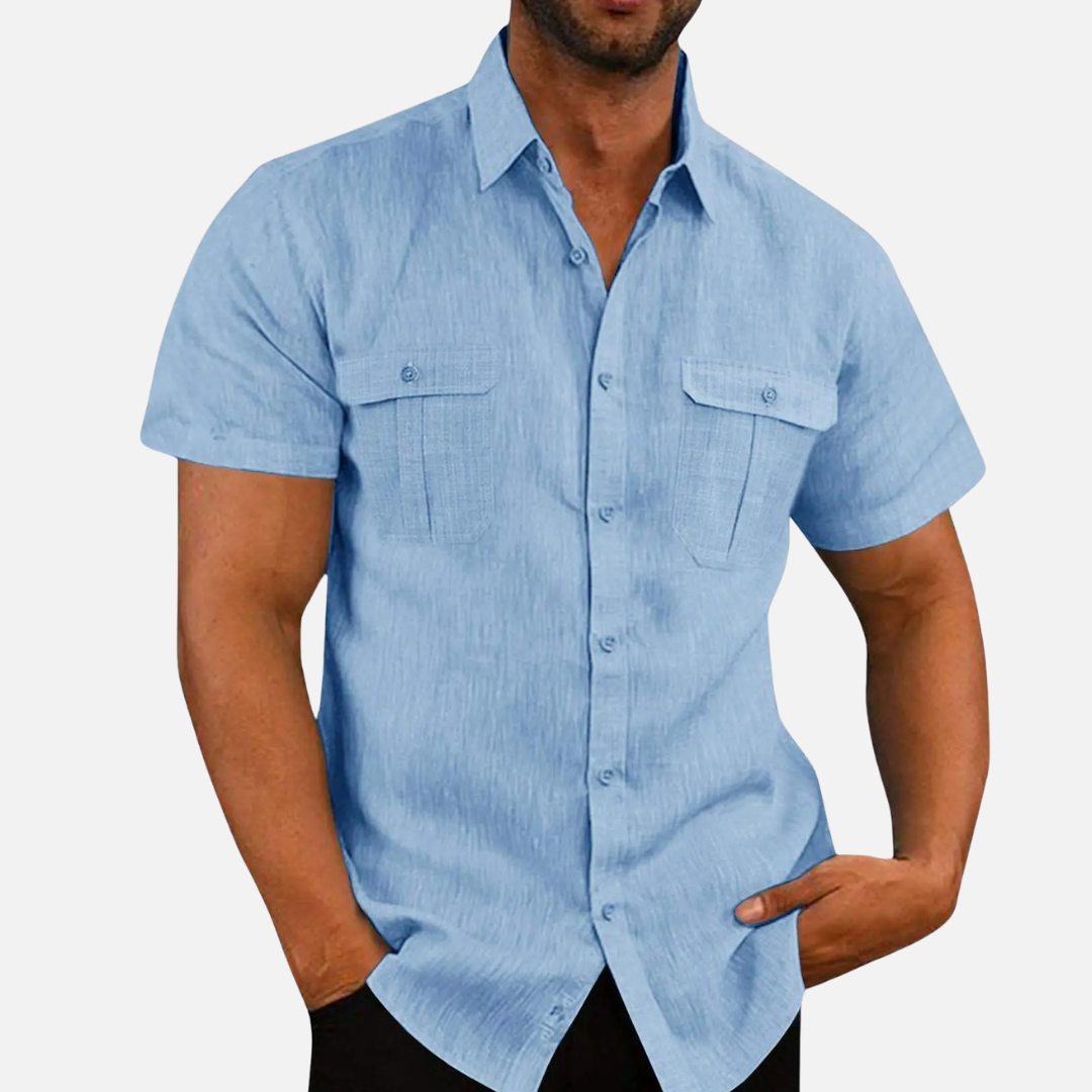 Men's Linen Short Sleeve Shirt - Breathable for the Summer