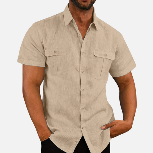 Men's Linen Short Sleeve Shirt - Breathable for the Summer