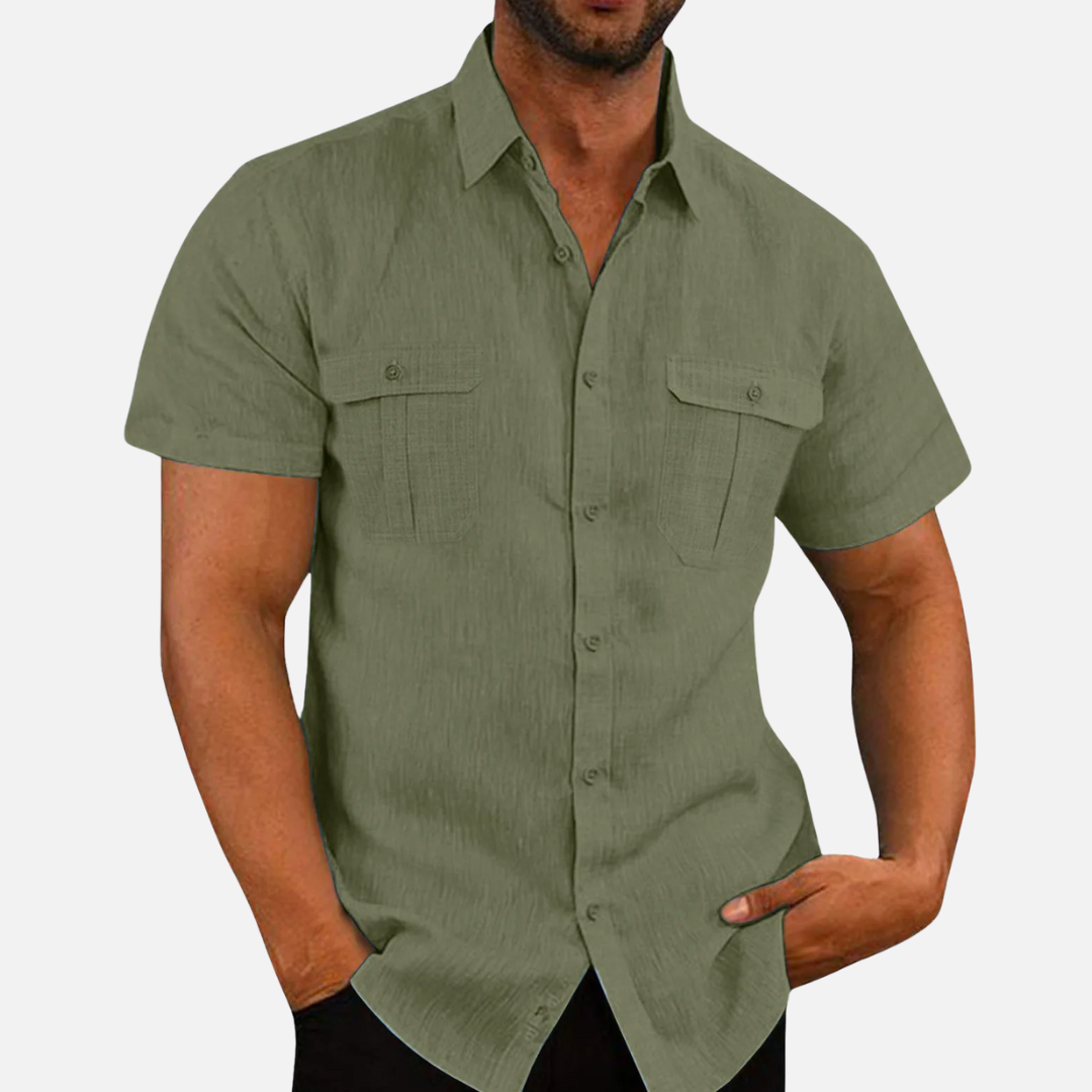 Men's Linen Short Sleeve Shirt - Breathable for the Summer