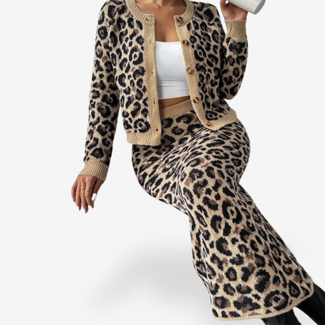 Women’s 2-Piece Panther Print Vest and Skirt Set