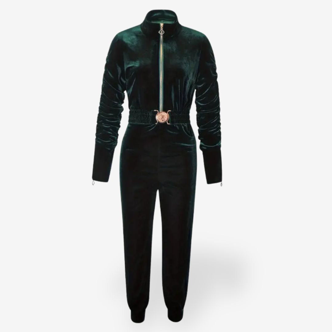 Women’s Velvet Jumpsuit in Green