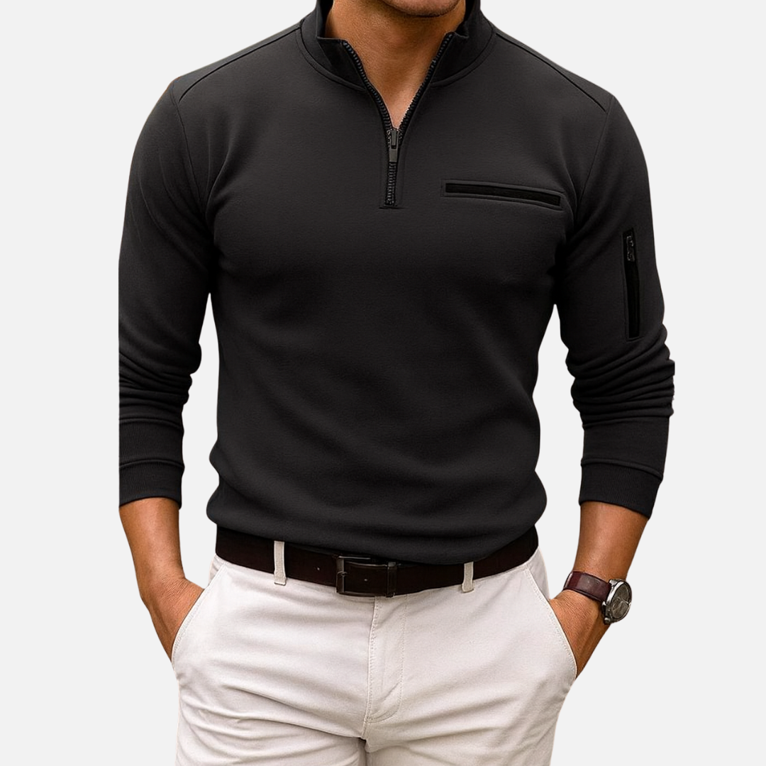 Men's Half-Zip Sweater - Comfortable Half-Zipper