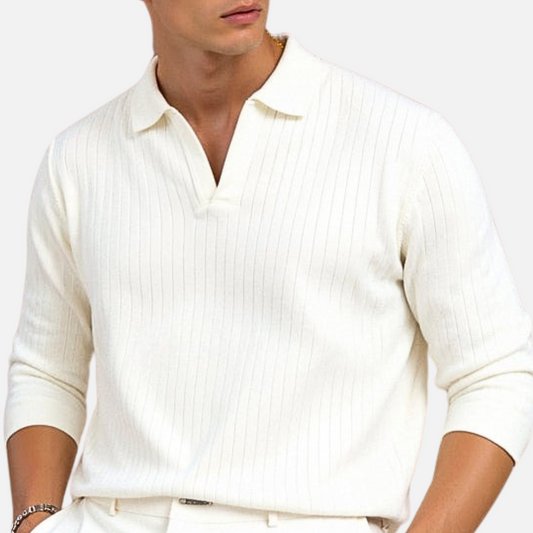 Men’s Long Sleeve Shirt - Striped Polo Shirt