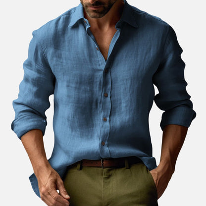Men's Vintage Linen Blouse - Long Sleeve Blouse