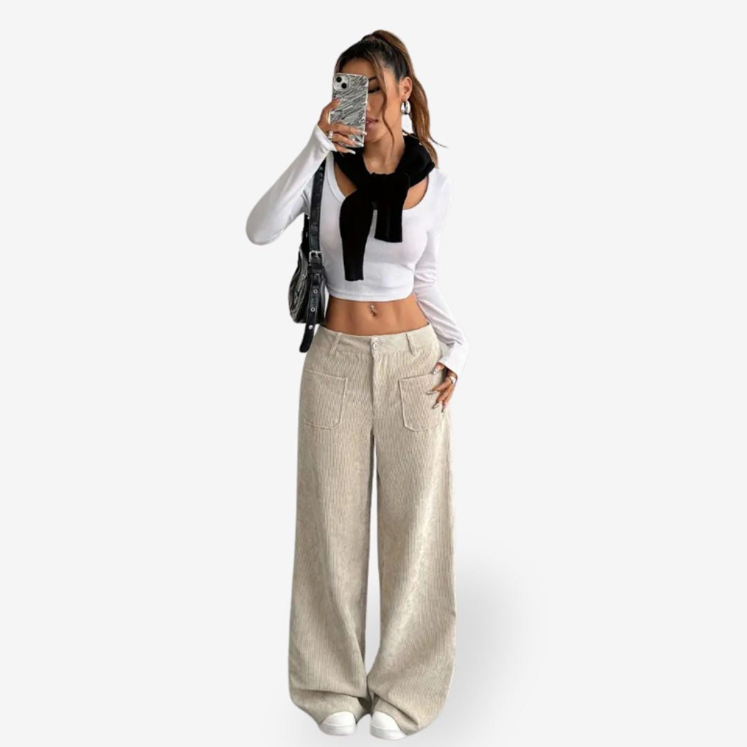 Wide-Leg Flair Fit Women's Trousers