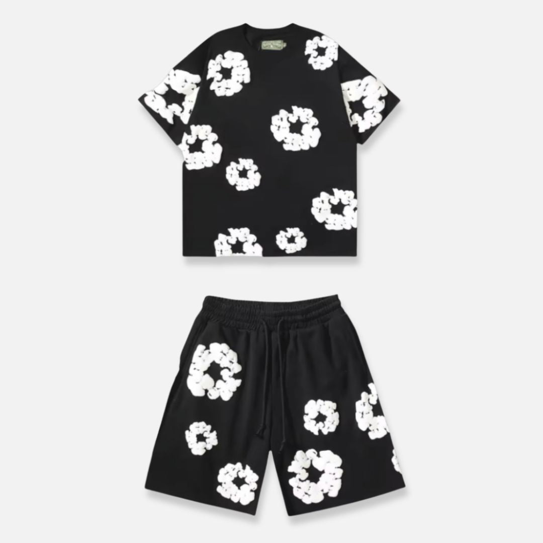 Men’s Floral Wreath Short Outfit - Cotton Short Outfit Set