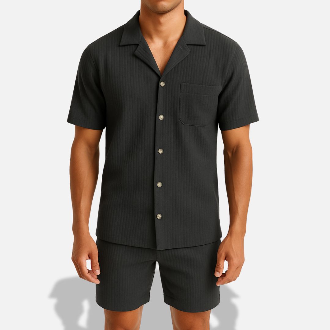 Linen Shirt & Shorts Set for Men – Breathable Summer Outfit