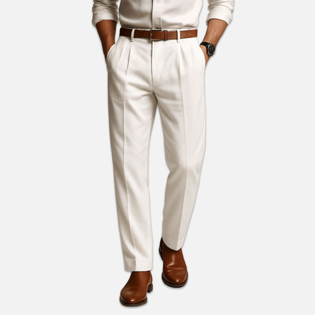 Men’s Pleated Linen Pants - Old Money Trousers