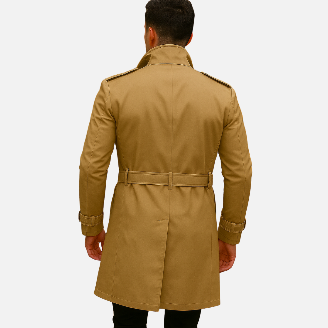 Men's Old Money Trenchcoat - Buttoned Long Jacket
