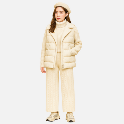 Women's 3-Pieces Outfit Set – Warm Matching Beige Outfit