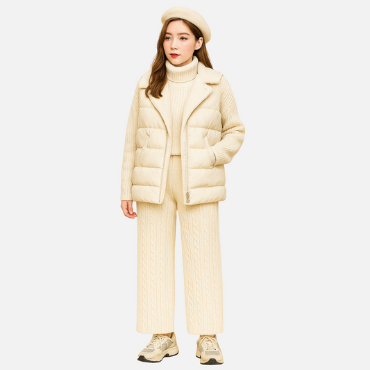 Women's 3-Pieces Outfit Set – Warm Matching Beige Outfit