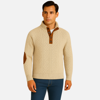 Men's Classic Wool Sweater - Buttoned Sweater