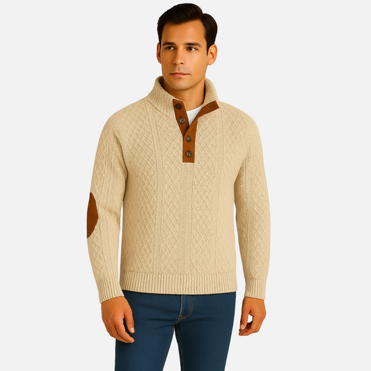 Men's Classic Wool Sweater - Buttoned Sweater