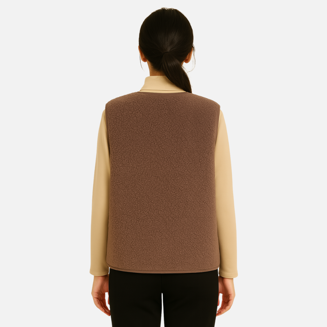 Women's Casual Soft Bodywarmer - Teddy Fleece Sleeveless Jacket