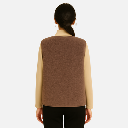 Women's Casual Soft Bodywarmer - Teddy Fleece Sleeveless Jacket