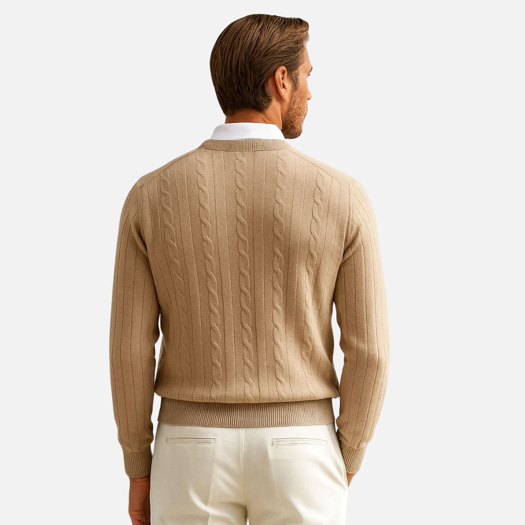 Men’s Cashmere Knitted Sweater - Knitted Pullover Old-Money Style