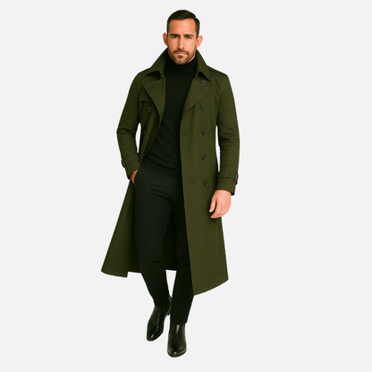Men's Long Trench Coat - Insulated Trenchcoat Jacket