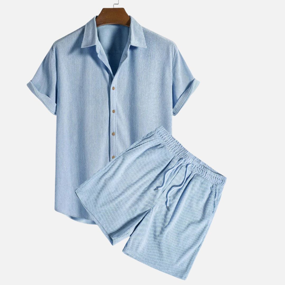 Men's Old Money Outfit - 2-Piece Shirt & Shorts Set