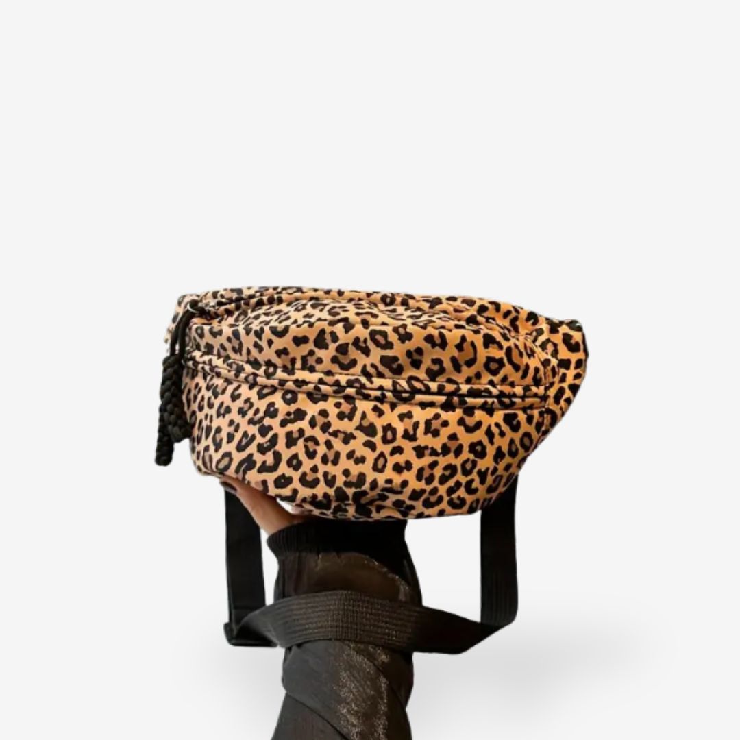 Leopard Print Shoulder Bag with Zipper