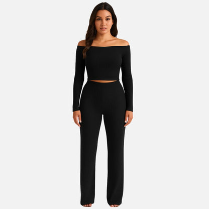 Women’s Loungewear Outfit Set - Cozy Knitted 2-Piece Set