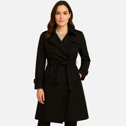 Women’s Warm Trench Coat – Classic Long Belted Coat for Autumn & Winter