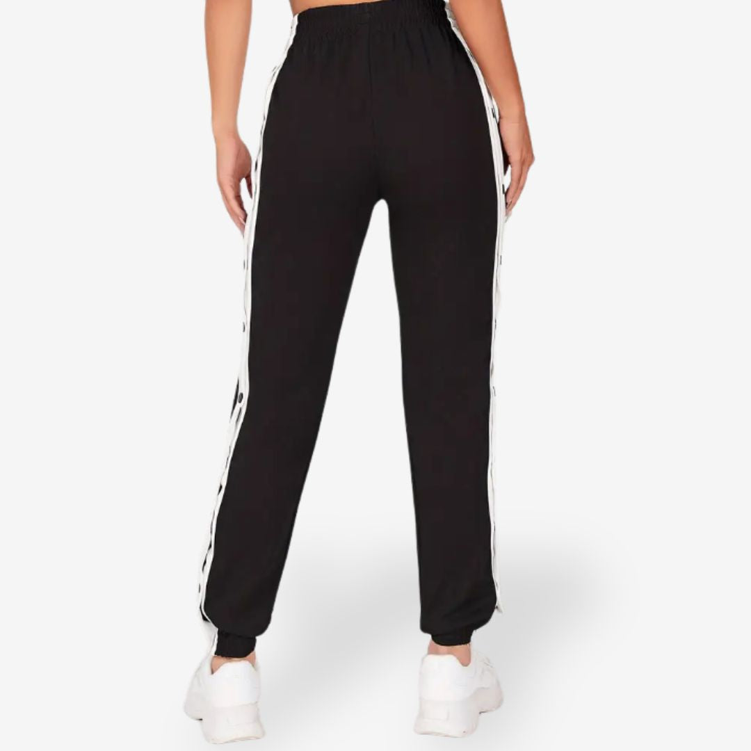 Women's Casual Track Pants with Side Buttons