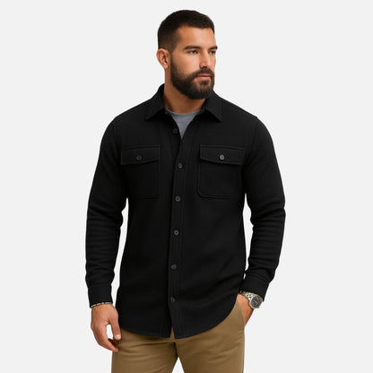 Men's Casual Long Sleeve Overshirt - Casual Knitted Jacket